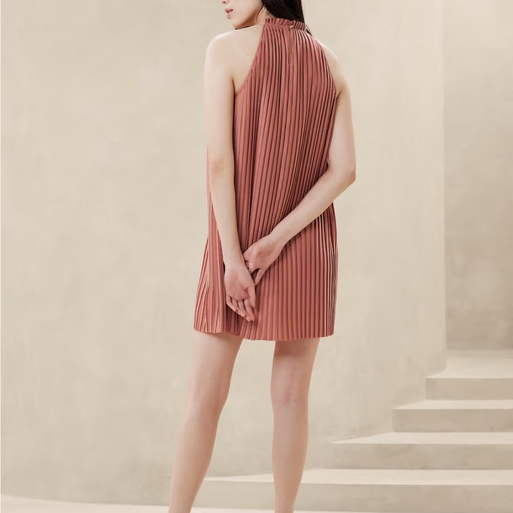 NWT Banana Republic Pink Pleated Mini Dress Size L